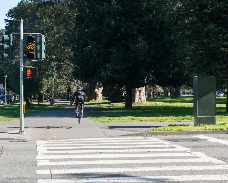 Person biking on the Panhandle